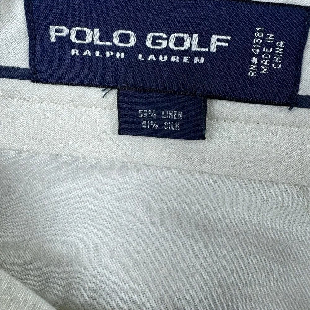 Polo Ralph Lauren Men Brown Linen Silk Vintage Chino Shorts Size 38 Pleated